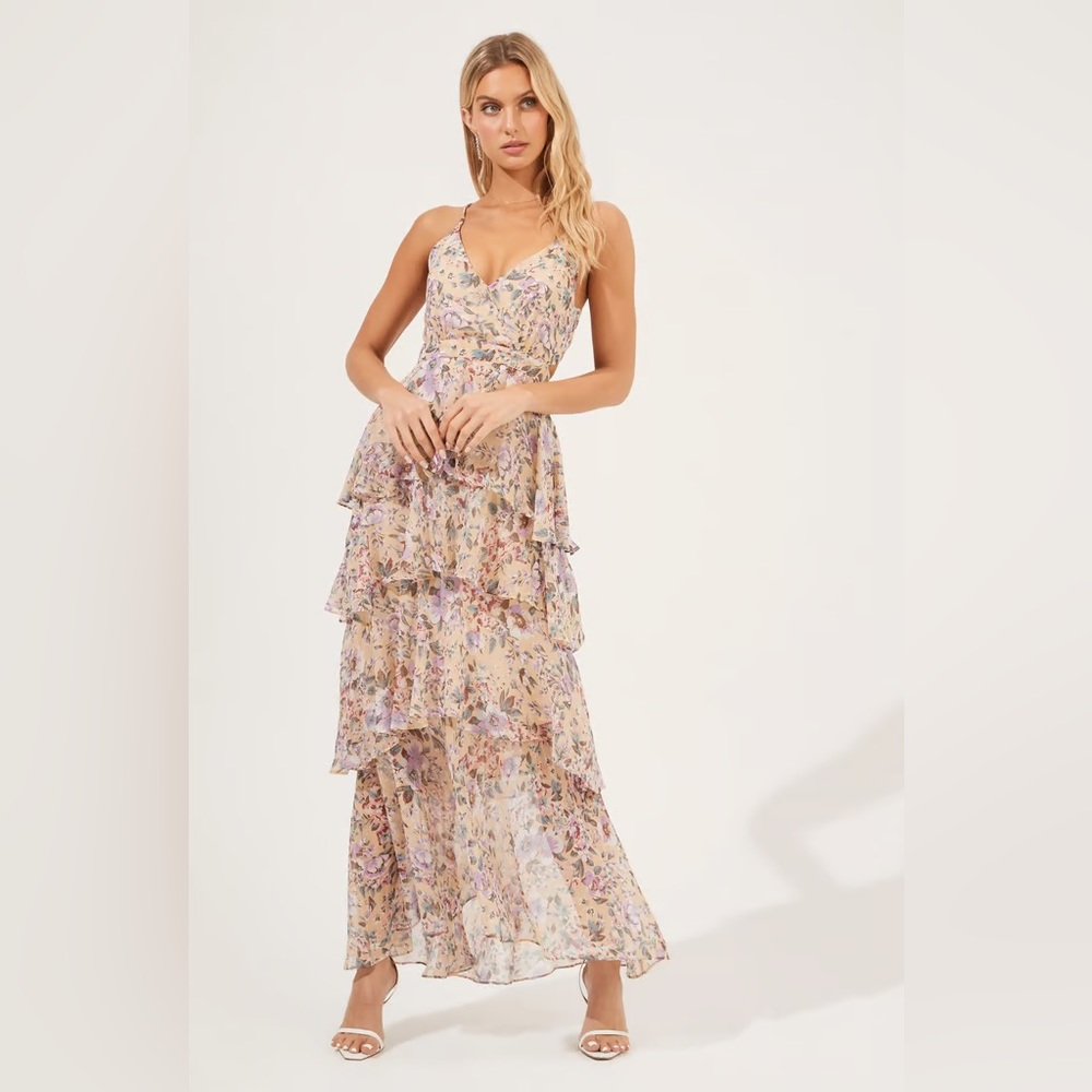 ASTR THE LABEL Rosana Floral Tiered Ruffle Maxi Dress
